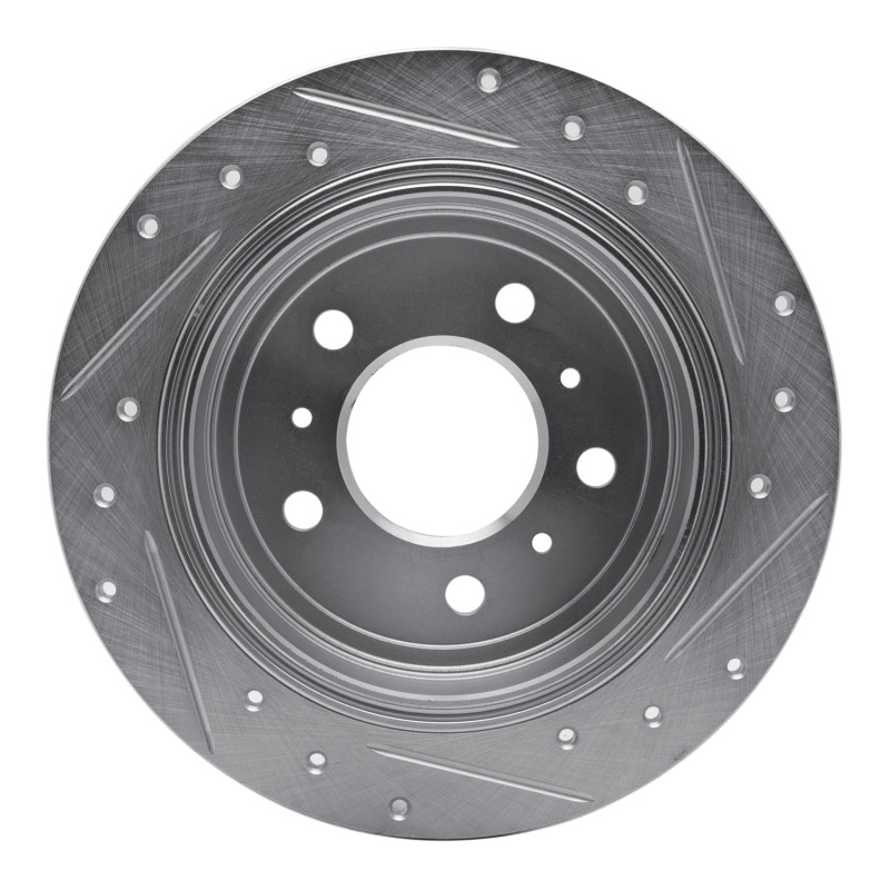 Buick Allure Brake Rotor (1) - Rear Left - R1 Concepts - Drilled & Slotted - Silver - `06-`10